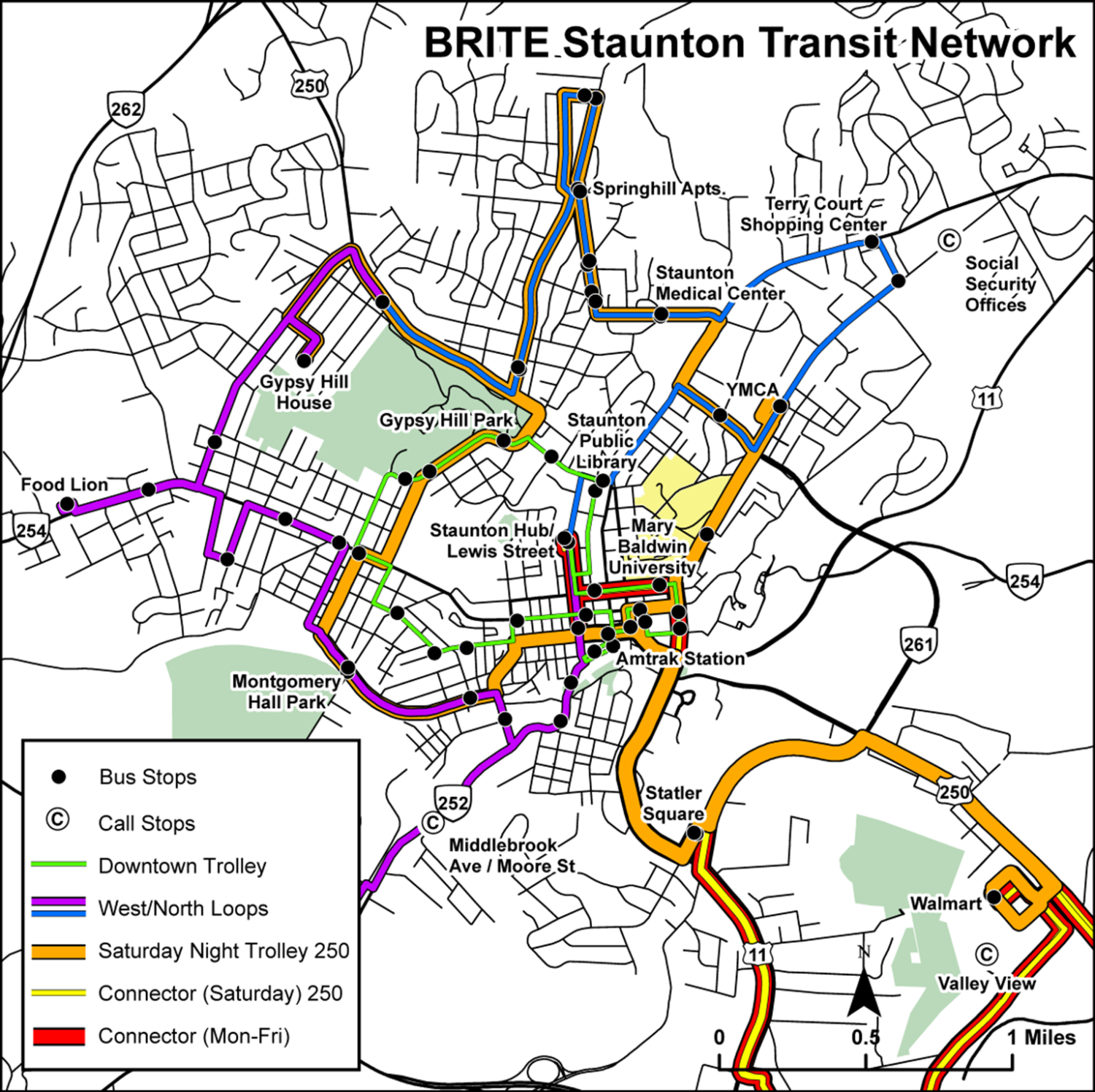 West / North Loop and Staunton Downtown Trolley Route and Schedule ...